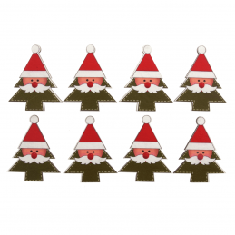 8 x Christmas Santa In Tree Craft Embellishments Scrap booking