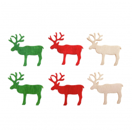 12 x Christmas Bright Wooden Reindeer Embellishments Scrap booking