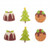 6 x Wooden Festive Christmas Pudding & Tree Embellishments Scrapbooking