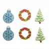 6 x Christmas Wooden Trees Wreaths and Baubles Embellishments Scrapbooking
