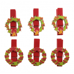 6 x Christmas Wooden Wreath Pegs Embellishments Scrap booking