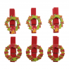 6 x Christmas Wooden Wreath Festive Mini Pegs Embellishments Scrapbooking