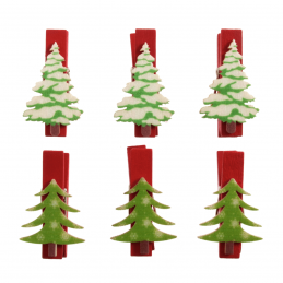 6 x ChristmasTree Pegs Embellishments Scrap booking