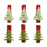 6 x Assorted Festive Christmas Tree Craft Mini Pegs Embellishments Scrapbooking