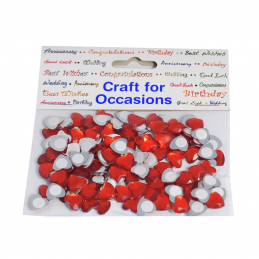 100 x Red Mirror Hearts Craft Embellishments Cardmaking
