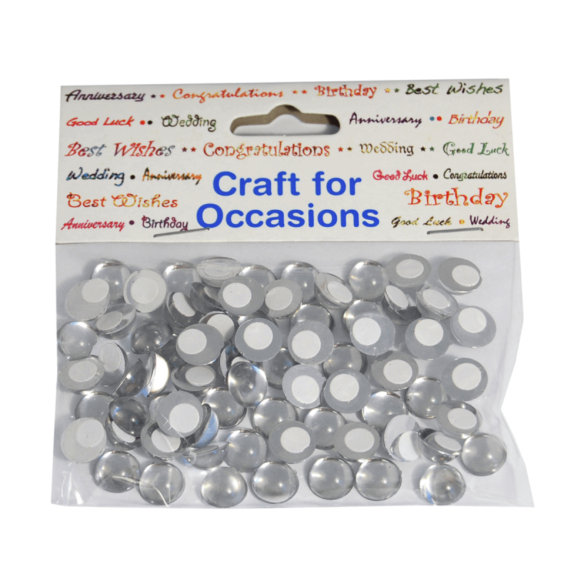 72 x Crystal Domes Oval Round Silver Craft Embellishments Cardmaking