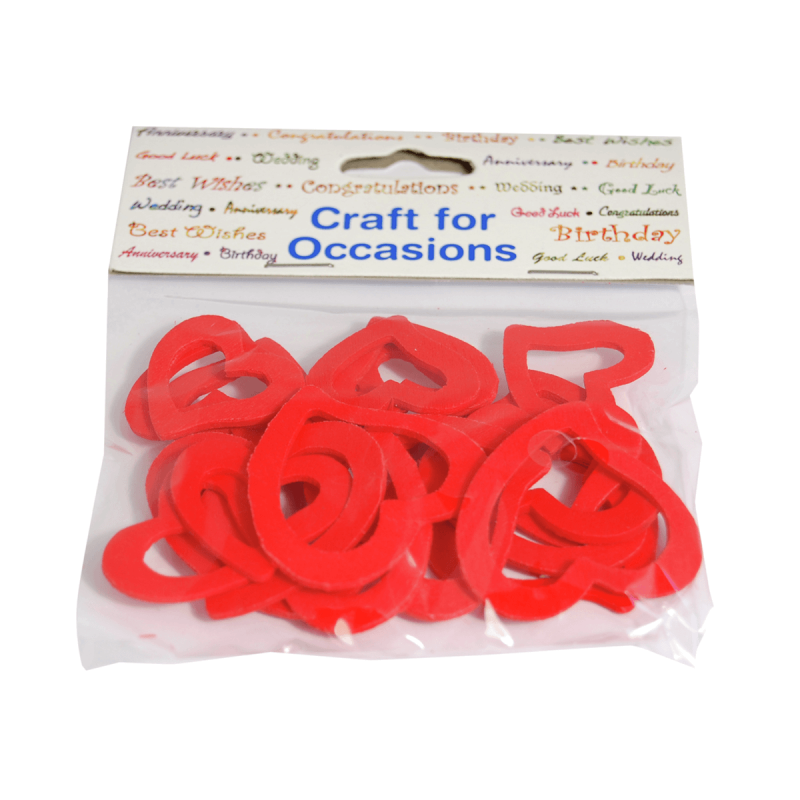 20 x Wood Hearts Outline 2 Sizes Red Craft Embellishments