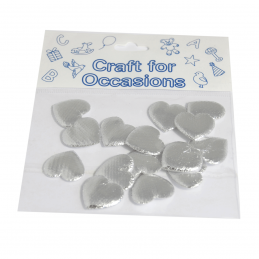 15 x Padded Hearts 2cm Metallic Silver Embellishment Craft Cardmaking