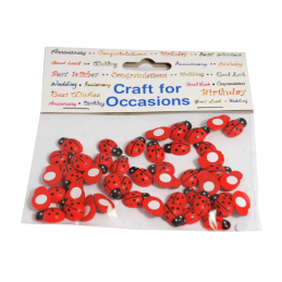 48 x 12mm Red Wooden Ladybird Embellishments Craft Cardmaking Scrapbooking