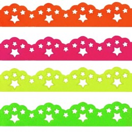 1 Metre 30mm Scalloped Scattered Star Satin Cut Out Neon Berisfords Ribbon Craft