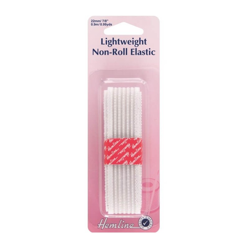 Light Weight Non Roll Elastic White 1m x 22mm