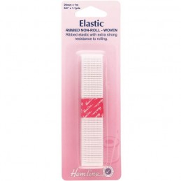 Ribbed Non Roll Elastic White In 12mm, 20mm, 25mm 