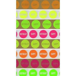 25mm x 2m, 5m, 10m Happy Birthday Big Dot Spotty Neon Berisfords Ribbon Craft