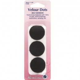 Hemline Black Hook & Loop Velcro Dots Set Of 8 20mm Or 30mm