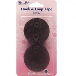 Hemline Sew On Hook & Loop Velcro Tape 20mm x 1.25m Value Pack In Black Or White