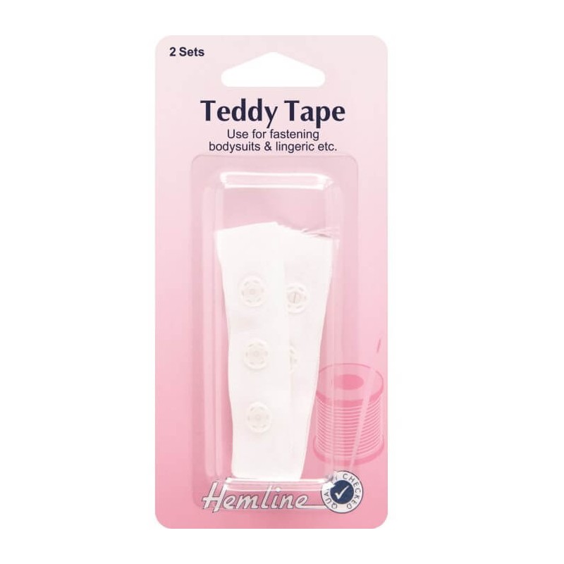 Hemline Teddy Tape / Snap Tape 2 Sets 19mm In Black Or White
