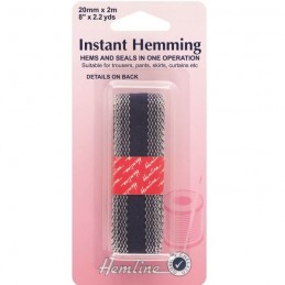 Hemline Instant Hemming Tape 2m x 20mm In Black, Grey Or Navy