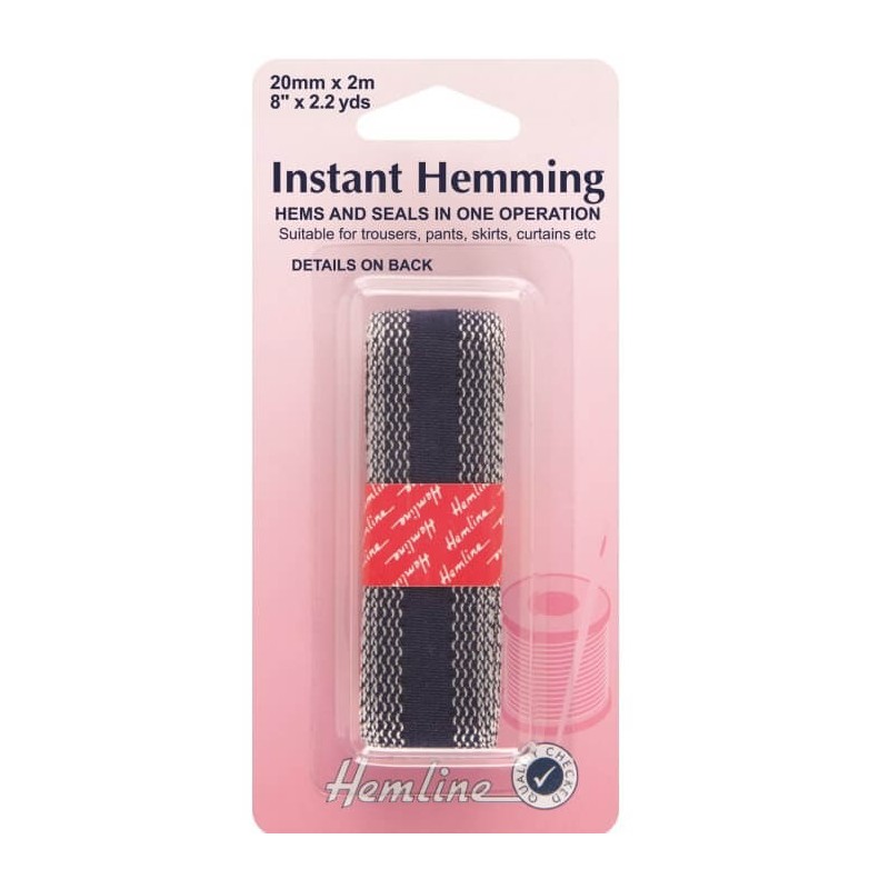 Hemline Instant Hemming Tape 2m x 20mm In Black, Grey Or Navy