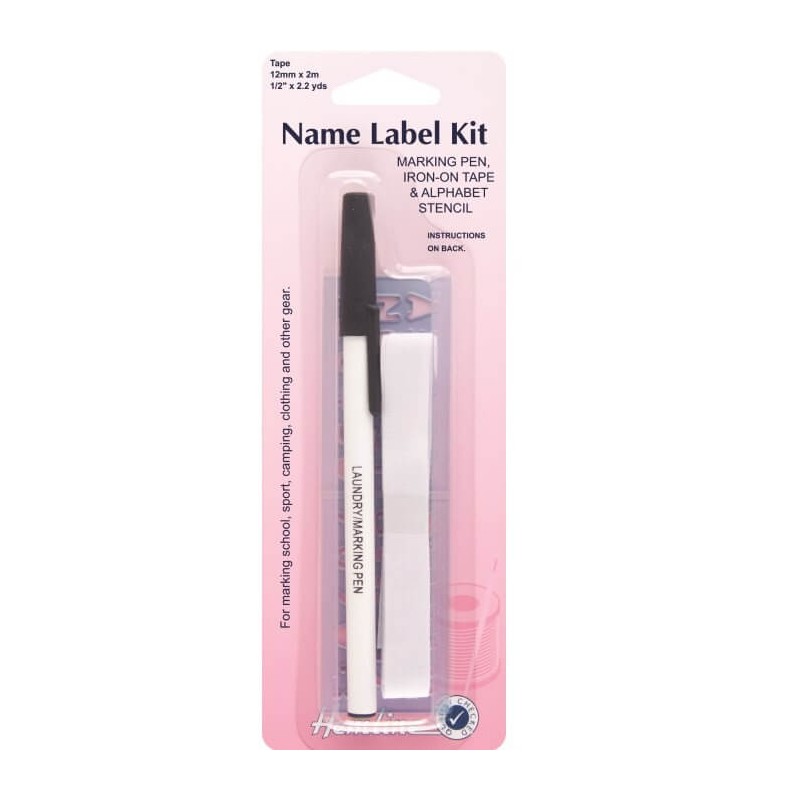 Hemline Name Label Kit Iron On Tape With Pen And Stencil