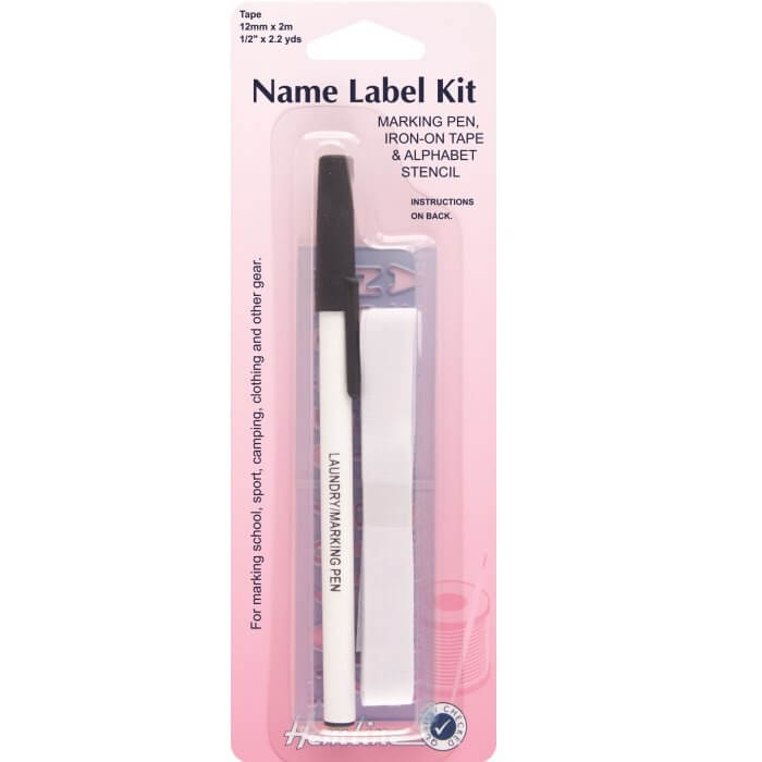 Hemline Name Label Kit Iron On Tape With Pen And Stencil