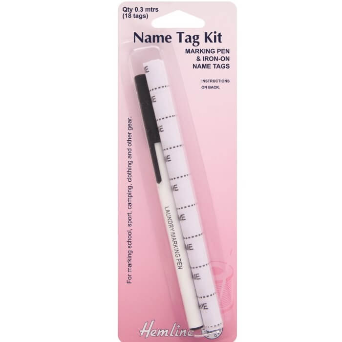Hemline Name Tag Kit  With 18 Tags And Pen