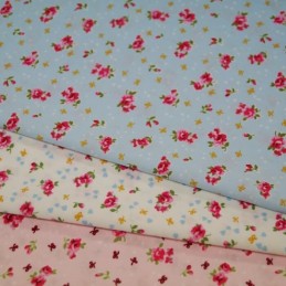 100% Cotton Poplin Fabric Rose & Hubble Ditsy Roses Hearts Floral Flowers
