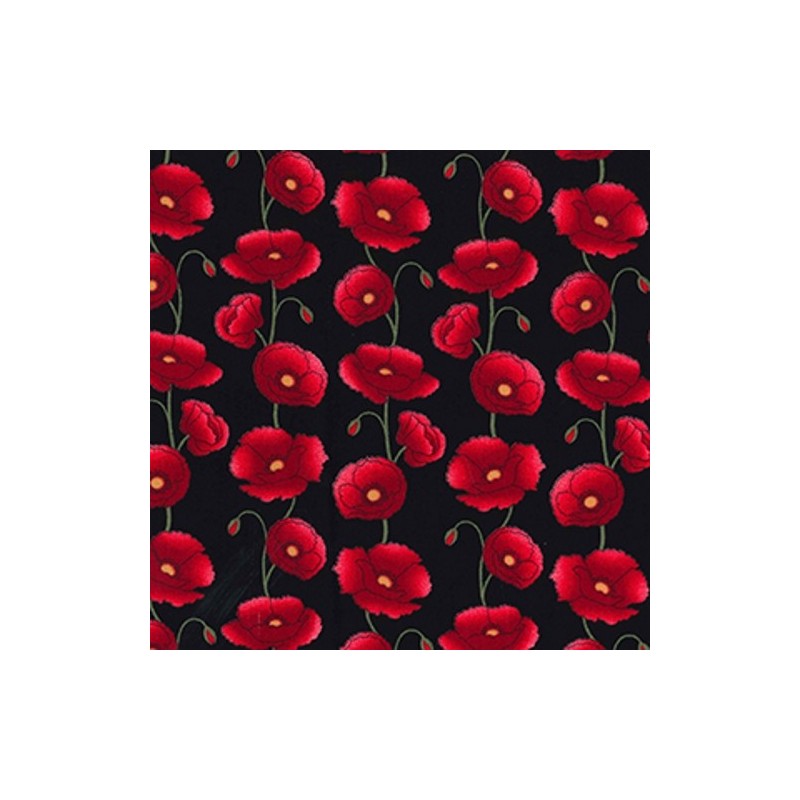 100% Cotton Poplin Fabric Rose & Hubble Penkridge Poppy Flowers Floral Poppies