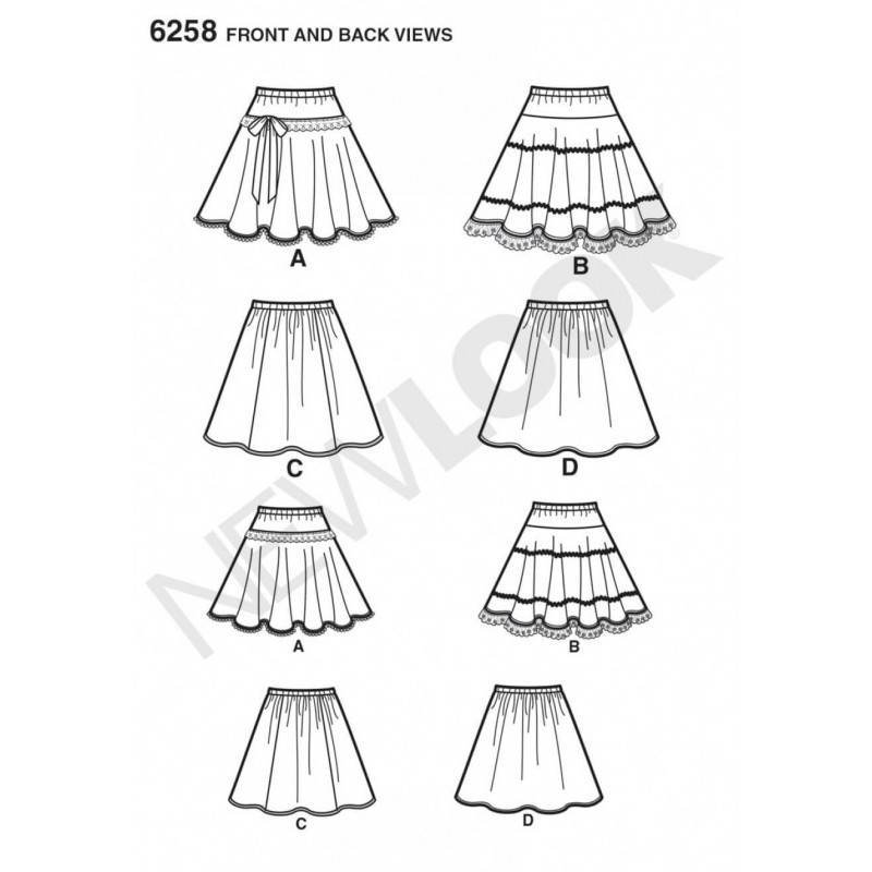 New Look Child's and Girls' Circle Skirts Sewing Pattern 6258