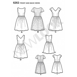 New Look Dresses with Neck Line Variations Sewing Pattern 6261
