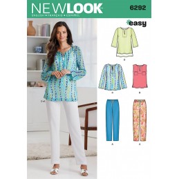 New Look Misses'Tunic or Top and Pull-on Trousers Sewing Pattern 6292