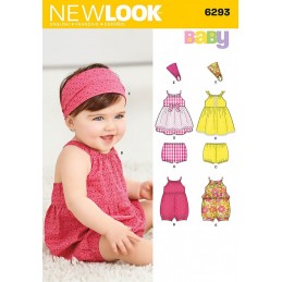 New Look Babies' Romper, Dress, Panties and Headband Sewing Pattern 6293