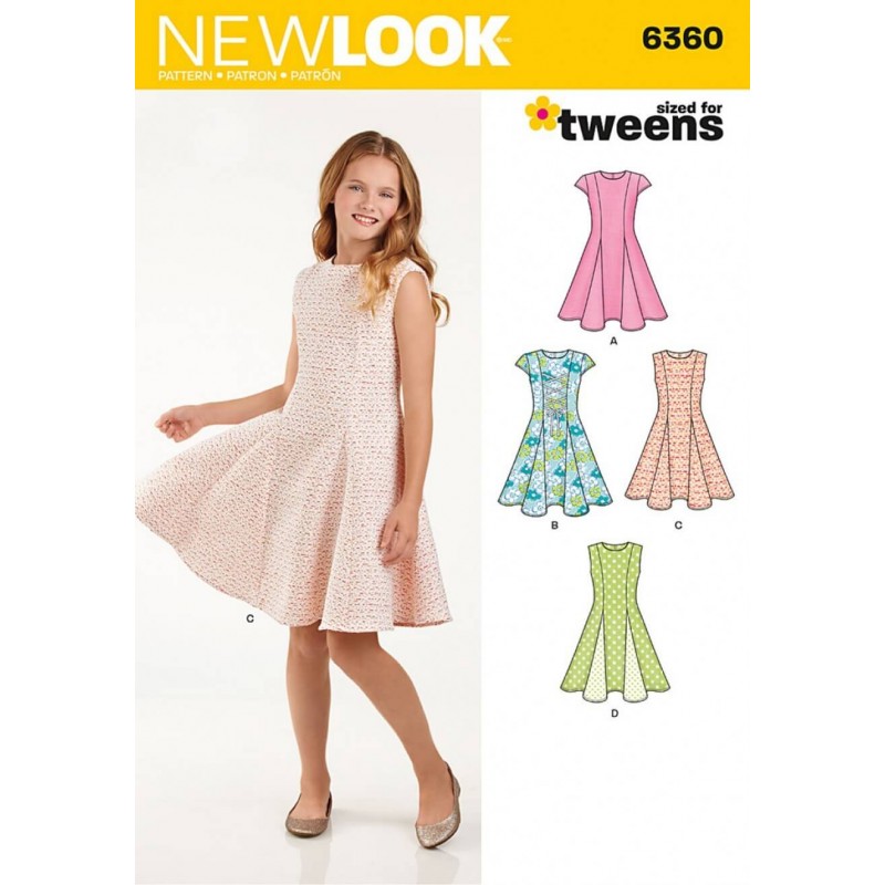 New Look Girls' Sized for Tweens Dress Sewing Pattern 6360