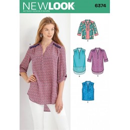New Look Misses' Shirts with Sleeve and Length Options Sewing Pattern 6374