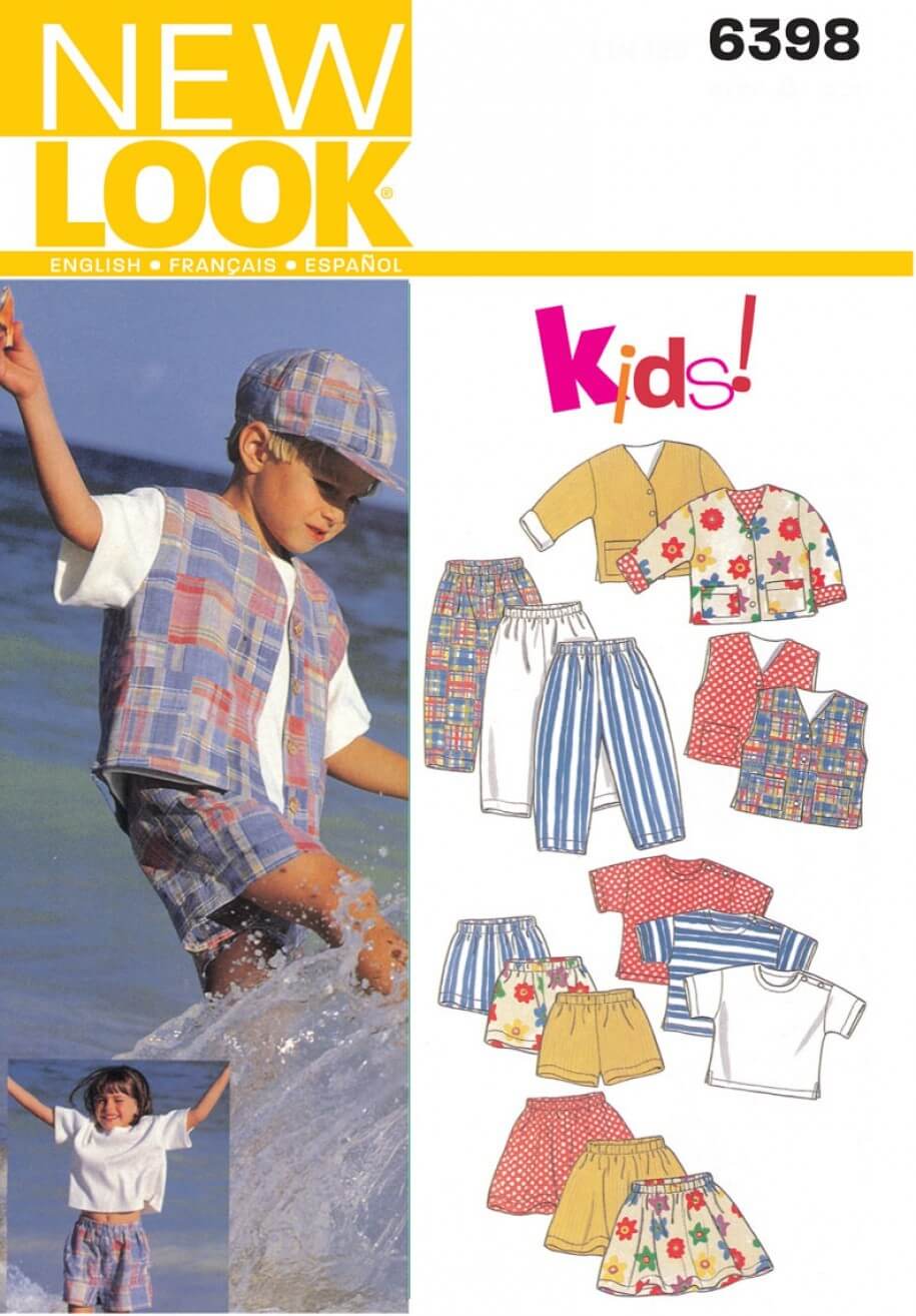 New Look Unisex Child's Top, Jacket, Trousers & Skirt Sewing Pattern 6398