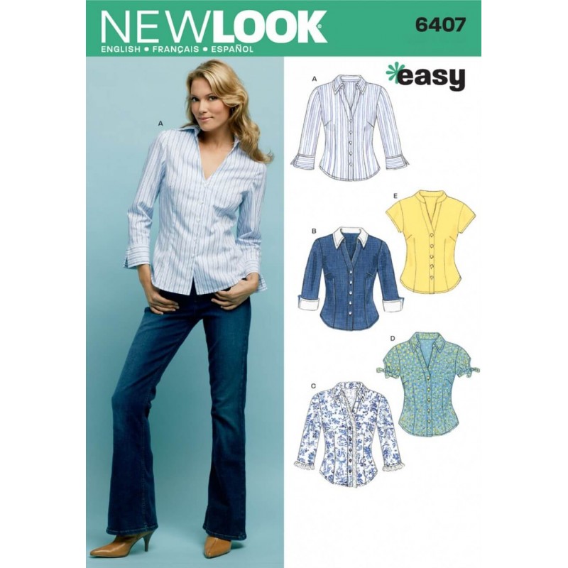 New Look Misses' Shirts Tops Sewing Pattern 6407