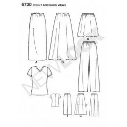 New Look Misses' Knit Tops, Skirts, and Trousers Sewing Pattern 6730