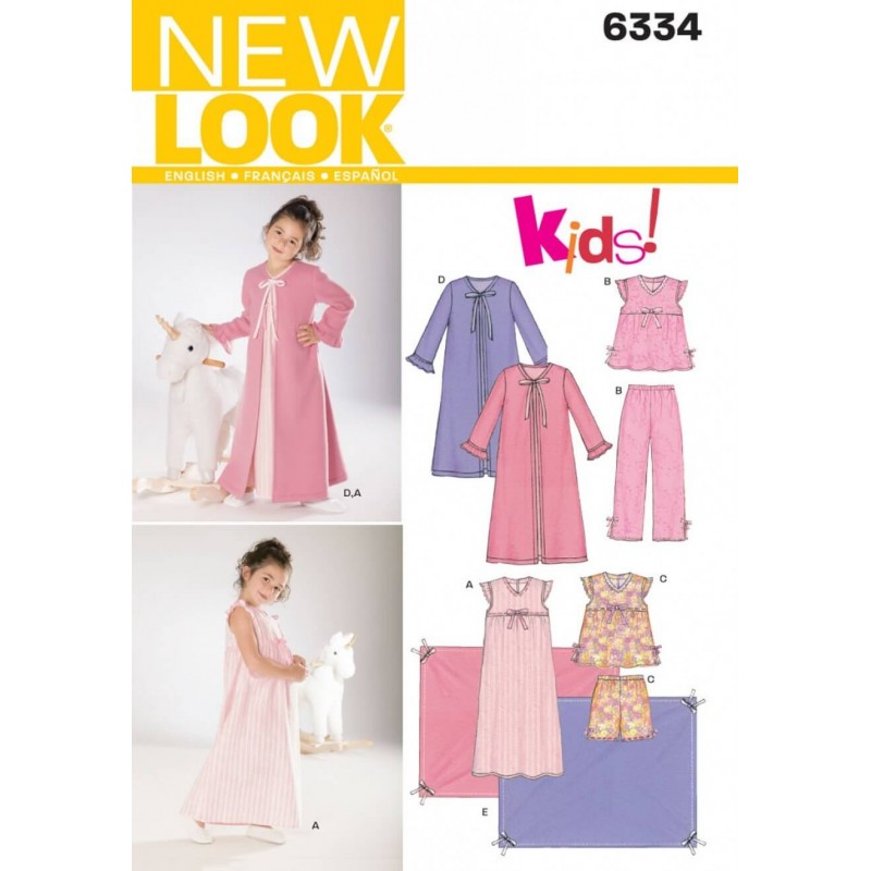 New Look Childs Nightgown, Pyjamas, Sewing Pattern 6334