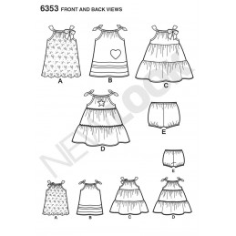 New Look Babies' Dresses and Panties Sewing Pattern 6353