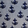 Ribbon Wrapped Authentic Anchors Nautical Boat Cotton Elastane Jersey Fabric (P)