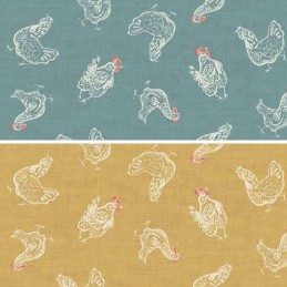 Home Grown Chickens Strutting About The Farm Hens 100% Cotton Fabric (Makower) (April)
