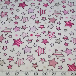 Pink 100% Cotton Fabric Lifestyle Twinkle Little to Large Stars
