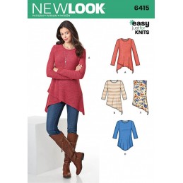 New Look Misses' Easy Just for Knits Knit Tunics Variations Sewing Pattern 6415