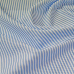 Light Blue 100% Cotton Poplin Fabric Rose & Hubble 3mm Candy Stripes