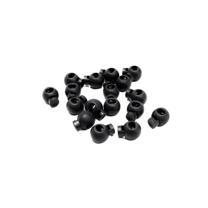10, 50 or 100 x 20mm Plastic Cord Locks Black Round Toggles Stoppers Craft