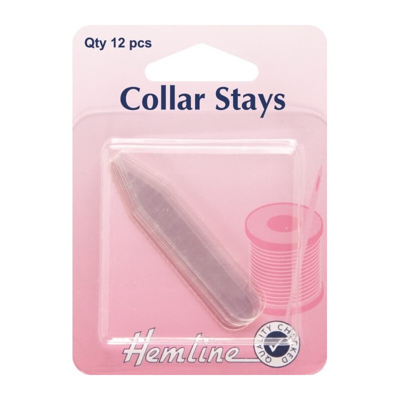  Hemline Collar Stays Clear PVC 12 Per Pack