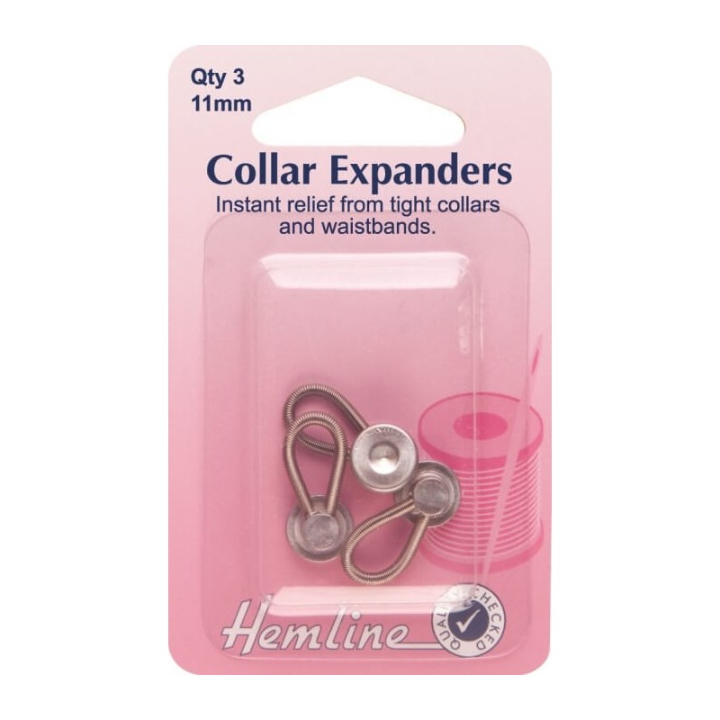  Hemline Collar Expanders Pack of 3 Metal 11mm, 15mm, 19mm