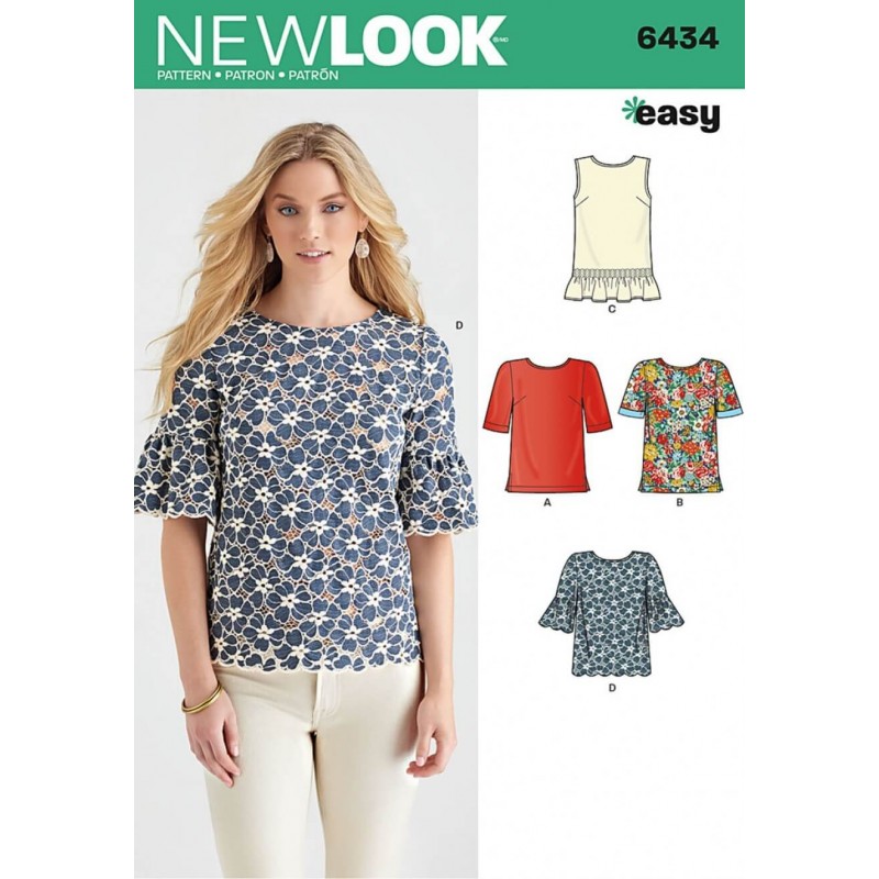 New Look Misses' Blouses with Sleeve and Trim Variations Sewing Pattern 6432