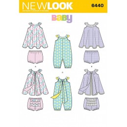 New Look Babies' Romper and Sundress with Panties Sewing Pattern 6440