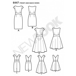 New Look Misses' Slim Fit or Flare Dresses Sewing Pattern 6447