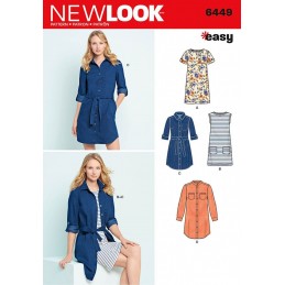 New Look Misses' Easy Shirt Dress and Knit Dress Sewing Pattern 6449